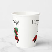 ハッピーホリデーズアンティークレッドトラッククリスマス 紙コップ (左)