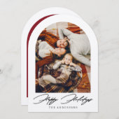 ハッピーホリデーズアーチフォトクリスマスホリデーカード 招待状 (正面/裏面)