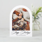 ハッピーホリデーズアーチフォトクリスマスホリデーカード 招待状 (スタンド正面)