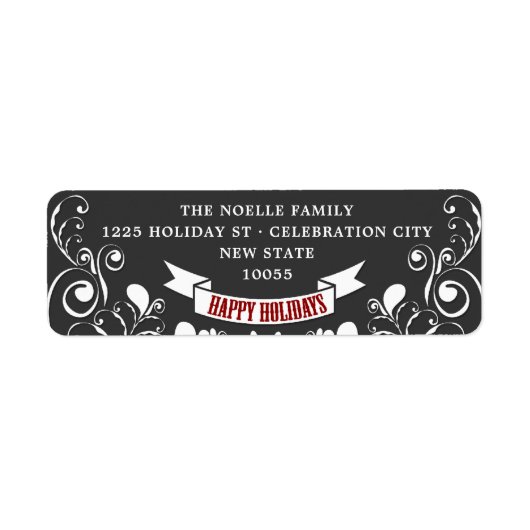 ハッピーホリデーズアールヌーボーフローラホリデーアドレス ラベル (正面)