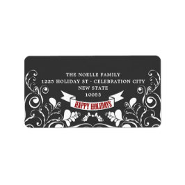 ハッピーホリデーズアールヌーボーフローラホリデーアドレス ラベル