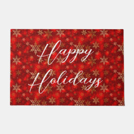 ハッピーホリデーズウィズ金ゴールド雪 ドアマット