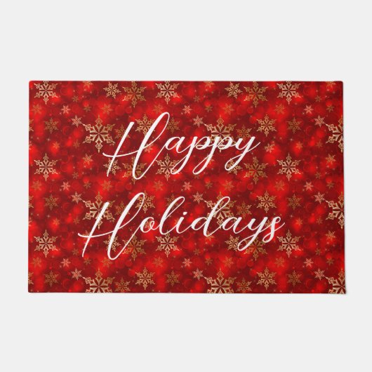 ハッピーホリデーズウィズ金ゴールド雪 ドアマット (正面)