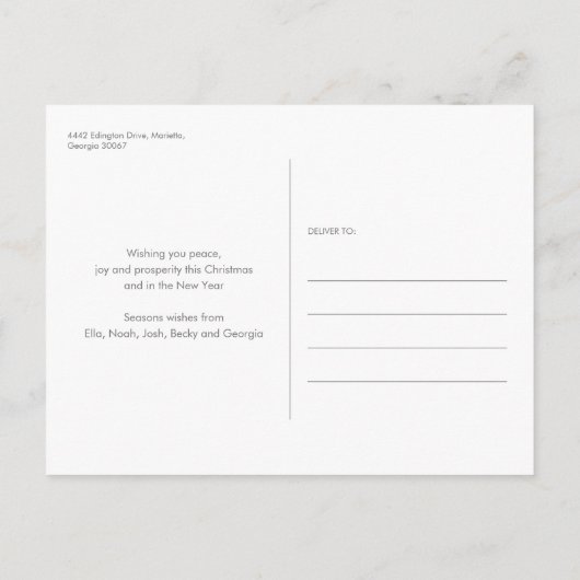 ハッピーホリデーズウィンターウッドランドキツネクリスマス 案内ポストカード (裏面)