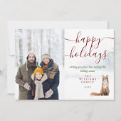 ハッピーホリデーズウィンターキツネクリスマスフォトホリデー シーズンカード (正面)