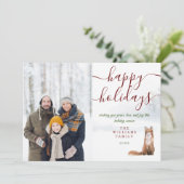 ハッピーホリデーズウィンターキツネクリスマスフォトホリデー シーズンカード (スタンド正面)