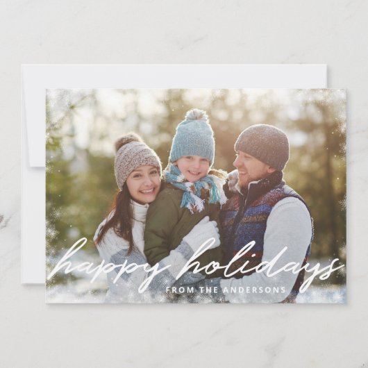 ハッピーホリデーズウィンタースノーオーバーレイファミリーフォト シーズンカード (正面)