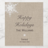 ハッピーホリデーズウィンタースノーフレークワインラベルラップ ワインラベル (シングルラベル)