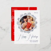 ハッピーホリデーズウィンタースノーフレーク1写真クリスマス 箔シーズンポストカード (正面/裏面)