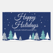 ハッピーホリデーズウィンターツリーズビューティフルカンパニー 長方形シール (正面)