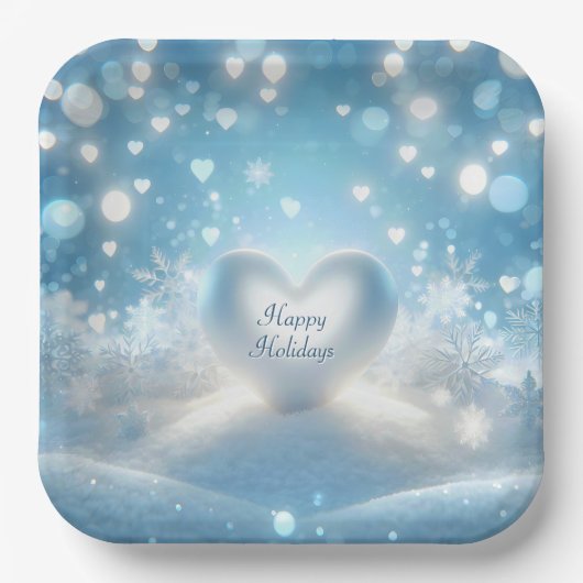 ハッピーホリデーズウィンターハート ペーパープレート (正面)