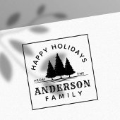 ハッピーホリデーズウィンターパインツリーズクリスマスファミリー セルフインキングスタンプ