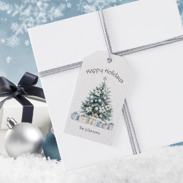 ハッピーホリデーズウィンターブルークリスマスツリー名 ギフトタグ