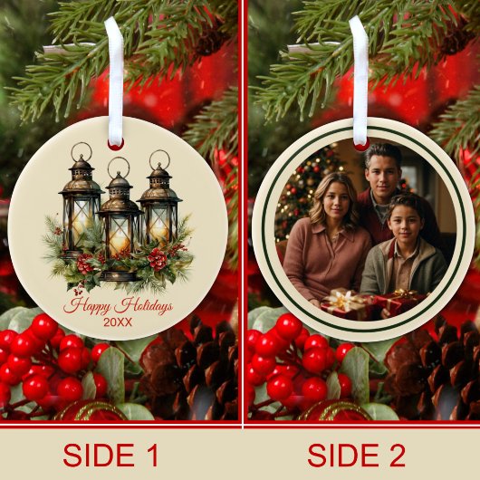 ハッピーホリデーズウィンターランタンカスタムの写真 セラミックオーナメント