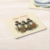 ハッピーホリデーズウィンターランタン スクエアペーパーコースター (アングル)