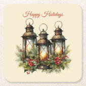 ハッピーホリデーズウィンターランタン スクエアペーパーコースター (正面)