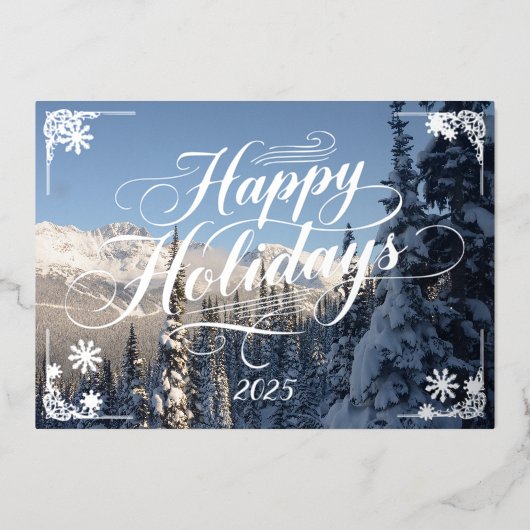ハッピーホリデーズウィンターワンダーランドの詩を内側に 箔シーズンカード (正面)