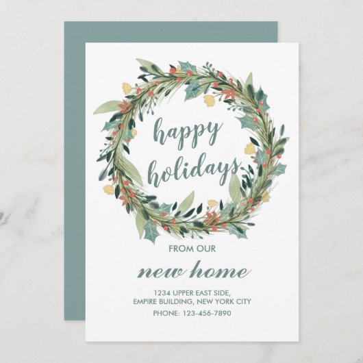 ハッピーホリデーズウィーニューホームクリスマスリース 招待状 (正面/裏面)