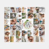 ハッピーホリデーズウォータカラーフローラホリデーファミリー フリースブランケット (正面(横))