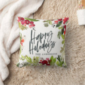 ハッピーホリデーズウォータカラーフローラホリデー クッション (ブランケット)