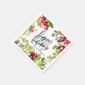 ハッピーホリデーズウォータカラーフローラホリデー スタンダードカクテルナプキン (角)