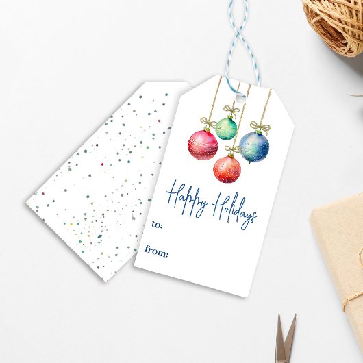 ハッピーホリデーズウォーターカラフルカラーオーナメント ギフトタグ