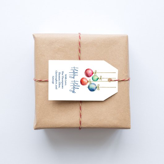 ハッピーホリデーズウォーターカラフルカラーオーナメント ギフトタグ