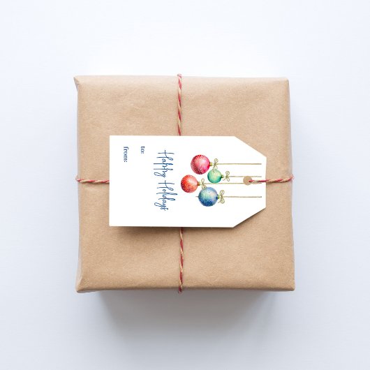 ハッピーホリデーズウォーターカラフルカラーオーナメント ギフトタグ