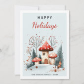 ハッピーホリデーズウォーターカラーウッドランド写真 シーズンカード (正面)