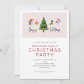 ハッピーホリデーズウォーターカラーキュートクリスマスパーティー 招待状 (正面)