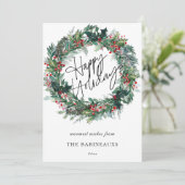 ハッピーホリデーズウォーターカラークリスマスリース シーズンカード (スタンド正面)