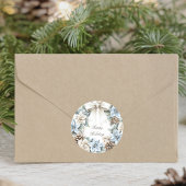 ハッピーホリデーズウォーターカラークリスマスリース ラウンドシール