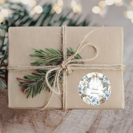 ハッピーホリデーズウォーターカラークリスマスリース ラウンドシール