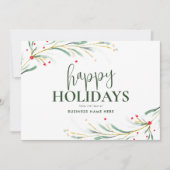 ハッピーホリデーズウォーターカラーグリーナリービジネス シーズンカード (正面)