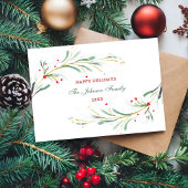 ハッピーホリデーズウォーターカラーグリーナリー シーズンカード