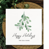 ハッピーホリデーズウォーターカラーグリーナリー スタンダードカクテルナプキン