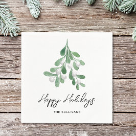 ハッピーホリデーズウォーターカラーグリーナリー スタンダードカクテルナプキン