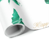 ハッピーホリデーズウォーターカラーツリー ラッピングペーパー (ロールコーナー)