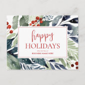 ハッピーホリデーズウォーターカラーフローラビジネス シーズンポストカード (正面)