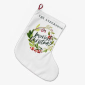 ハッピーホリデーズウォーターカラーフローラホリデーラージCh ラージクリスマスストッキング (正面 (吊り時))