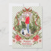 ハッピーホリデーズウォーターカラーフローラボウファミリーフォト シーズンカード (正面)