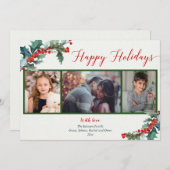 ハッピーホリデーズウォーターカラーホリー3フォトカード (正面/裏面)