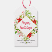 ハッピーホリデーズウォーターカラーポインセチア |クリスマス ギフトタグ (正面)