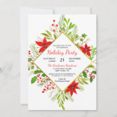 ハッピーホリデーズウォーターカラーポインセチア |クリスマス 招待状 (正面)