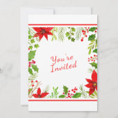 ハッピーホリデーズウォーターカラーポインセチア |クリスマス 招待状 (裏面)