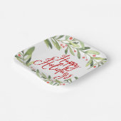 ハッピーホリデーズウォーターカラーリースクリスマスディナー ペーパープレート (傾斜あり)