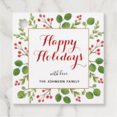 ハッピーホリデーズウォーターカラー冬の緑の広場 フェイバータグ (正面)