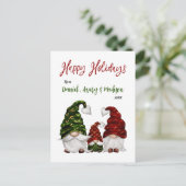 ハッピーホリデーズウォーター素朴カラー格言ファミリー シーズンポストカード (スタンド正面)