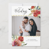 ハッピーホリデーズウォーター色フローラ2写真金ゴールド シーズンカード (正面)