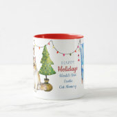 ハッピーホリデーズエキゾチック猫ママカスタムクリスマス マグカップ (中央)